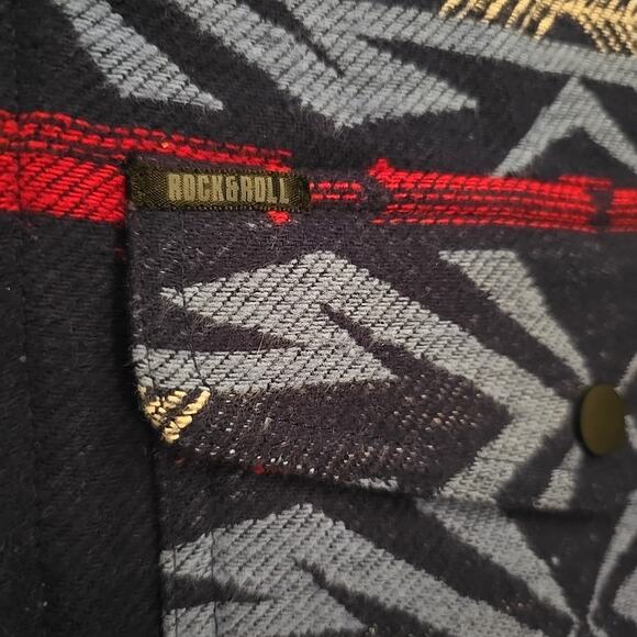 NWT Rock & Roll Men's Cotton Aztec Bomber Coat Sz M Southwestern Quilted Cowboy - Picture 4 of 11